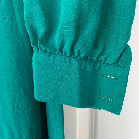 Emerald green vintage Joane Char silk dress - Picture 3 of 9